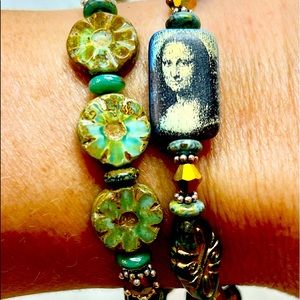 OOAK Mona Lisa bracelet in semi-precious, sterling silver, Swarovski crystals